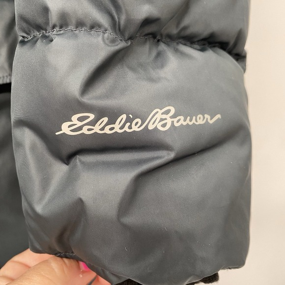 Eddie Bauer Women XL Black Detachable Faux Feather Down And Feather Quilted Coat - Picture 6 of 7